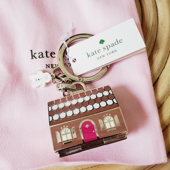 🆕 Kate Spade Key Chain Gingerbread House Gingerbread Man Brown Gold - Picture 2 of 4